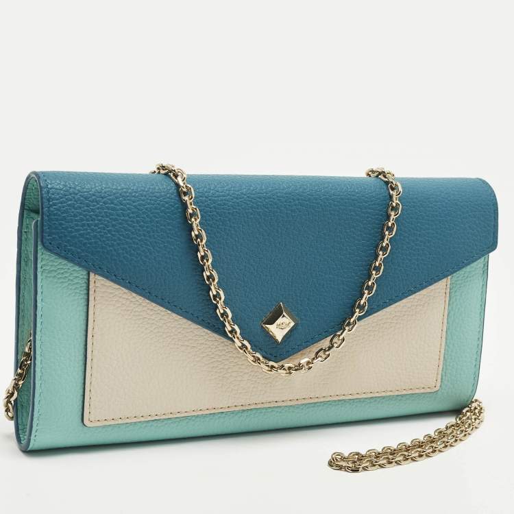 Pre Owned MCM Colorblock Tricolor Leather Wallet On Chain