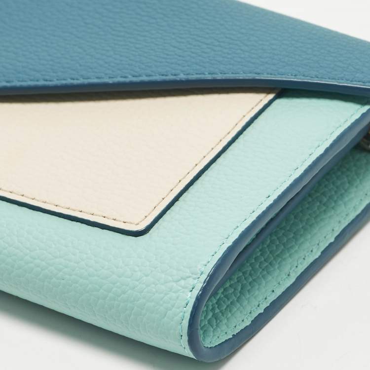 Pre Owned MCM Colorblock Tricolor Leather Wallet On Chain