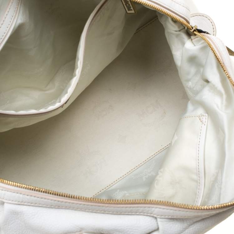 Pre Owned MCM White Leather Tassel Satchel