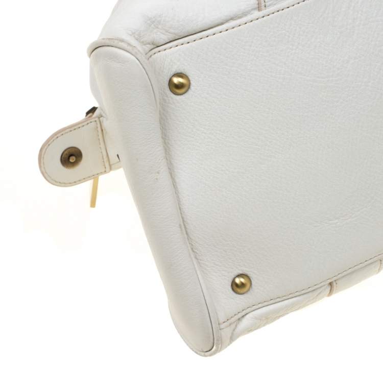 Pre Owned MCM White Leather Tassel Satchel
