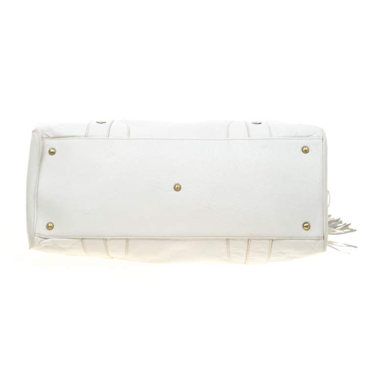 Pre Owned MCM White Leather Tassel Satchel