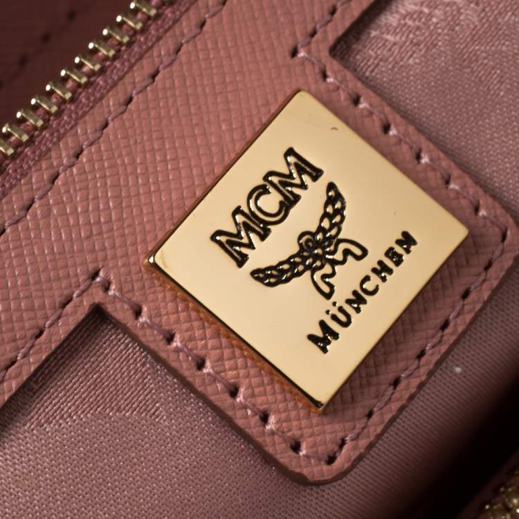 Pre Owned MCM Pink Leather Double Zip Tote