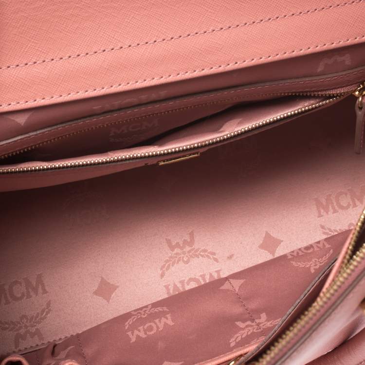 Pre Owned MCM Pink Leather Double Zip Tote