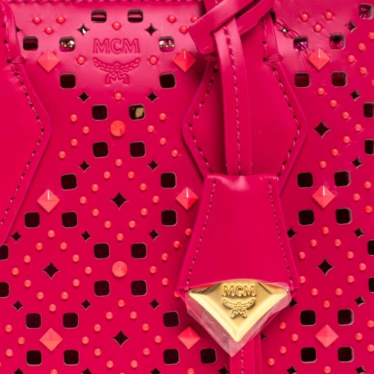 مملوكة مسبقًا MCM Pink Perforated Leather Mini Milla Tote