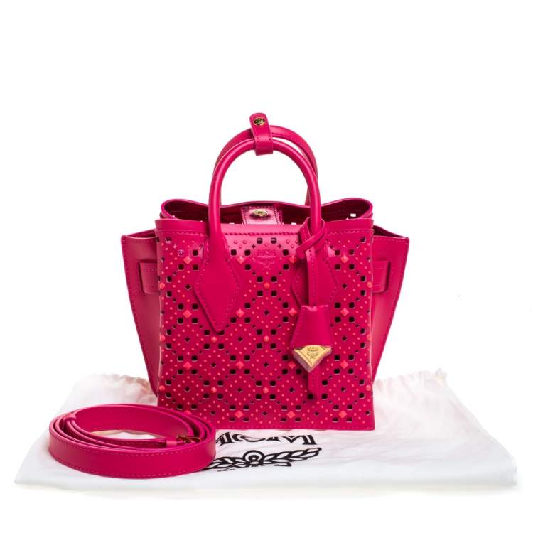 مملوكة مسبقًا MCM Pink Perforated Leather Mini Milla Tote
