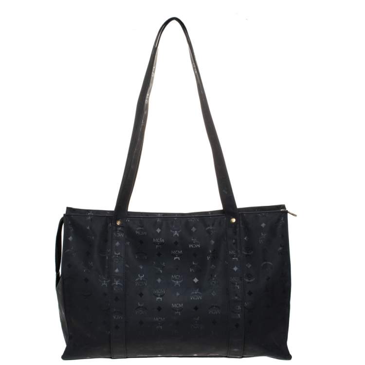Pre Owned MCM Black Visetos Nylon Oversized Shopper Tote 