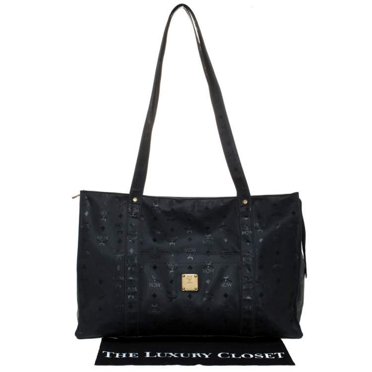 Pre Owned MCM Black Visetos Nylon Oversized Shopper Tote 