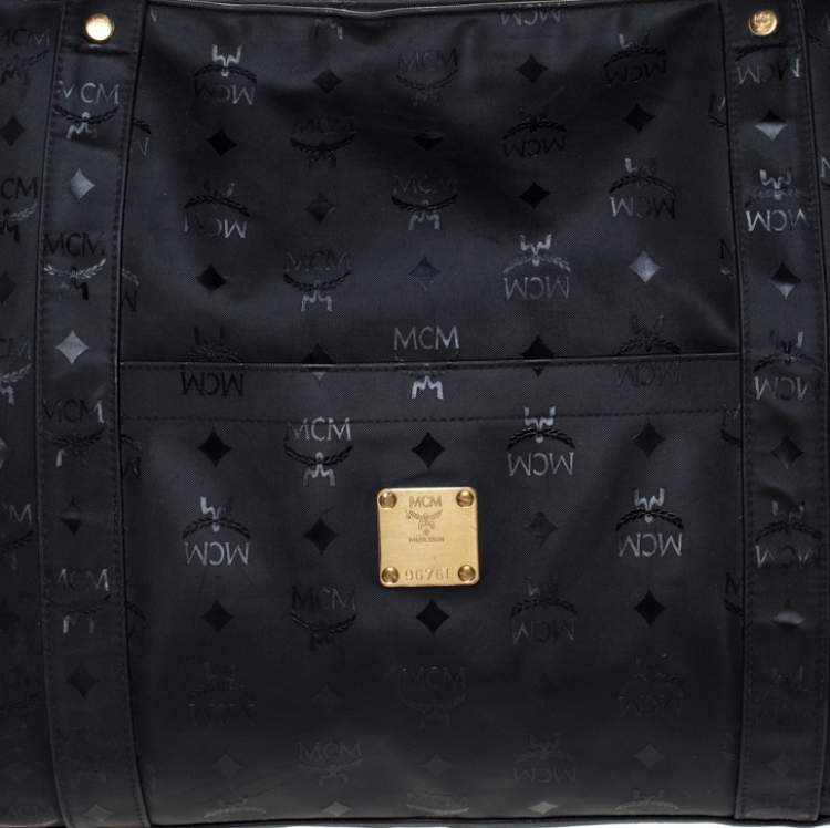 Pre Owned MCM Black Visetos Nylon Oversized Shopper Tote 