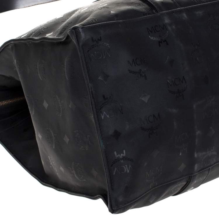 Pre Owned MCM Black Visetos Nylon Oversized Shopper Tote 
