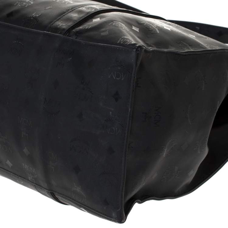 Pre Owned MCM Black Visetos Nylon Oversized Shopper Tote 