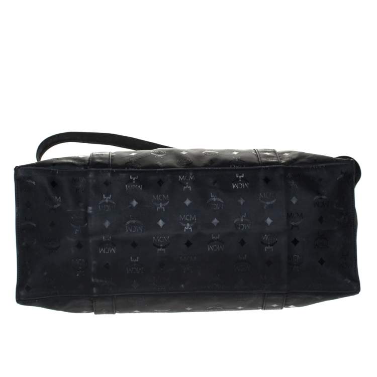 Pre Owned MCM Black Visetos Nylon Oversized Shopper Tote 