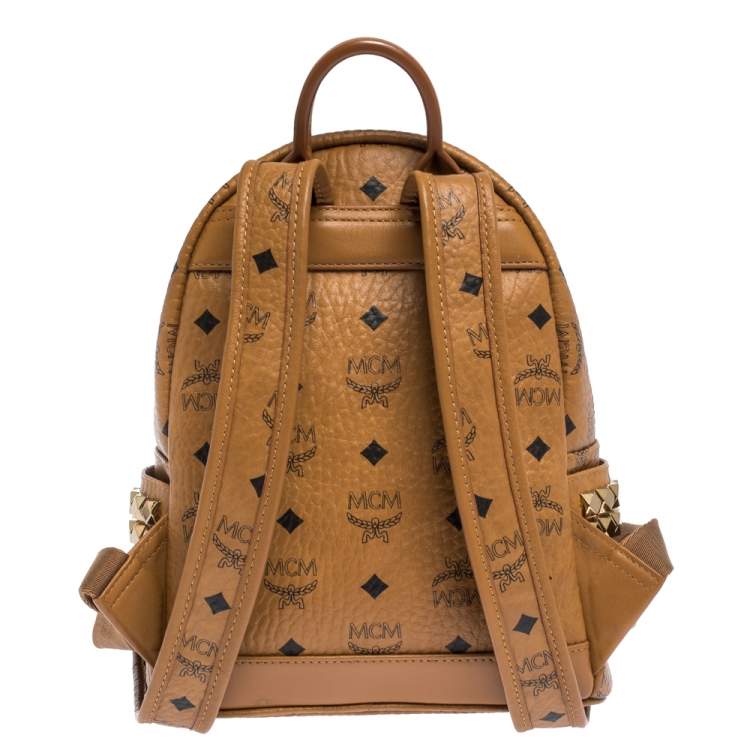 Pre Owned MCM Brown Visetos Coated Canvas Small Bebe Boo Backpack