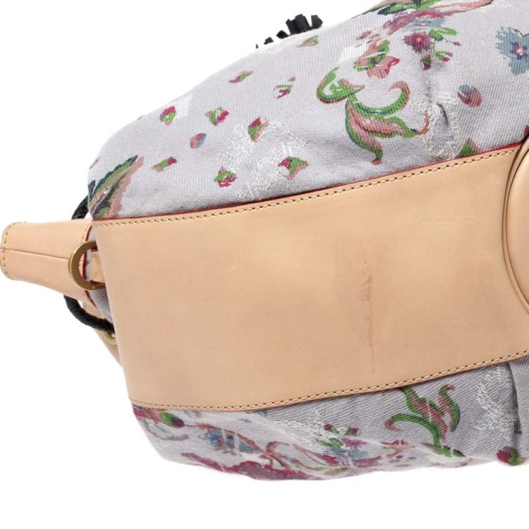 Pre Owned MCM Multicolor Floral Canvas and Leather Tassel Drawstring Bag
