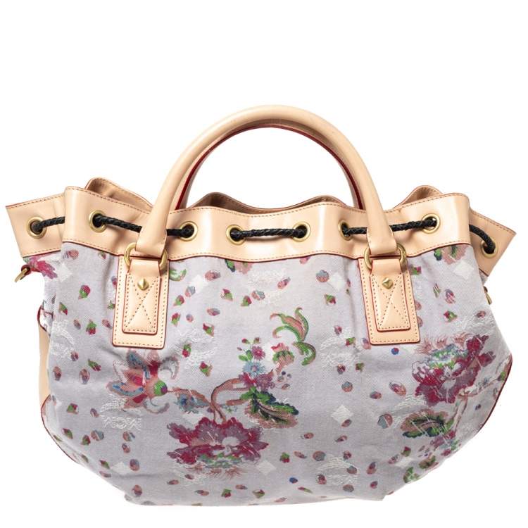 Pre Owned MCM Multicolor Floral Canvas and Leather Tassel Drawstring Bag