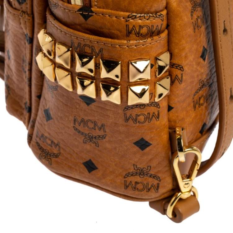 Pre Owned MCM Brown Visetos Coated Canvas X-Mini Bebe Boo Backpack