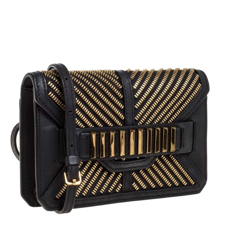 Pre Owned MCM Black Leather Mischa Zipper Flap Crossbody Bag
