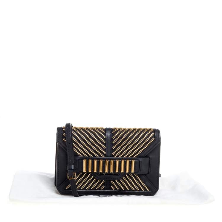 Pre Owned MCM Black Leather Mischa Zipper Flap Crossbody Bag