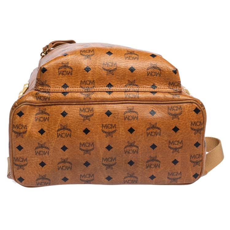 Pre Owned MCM Cognac Visetos Coated Canvas Medium Studs Stark Backpack