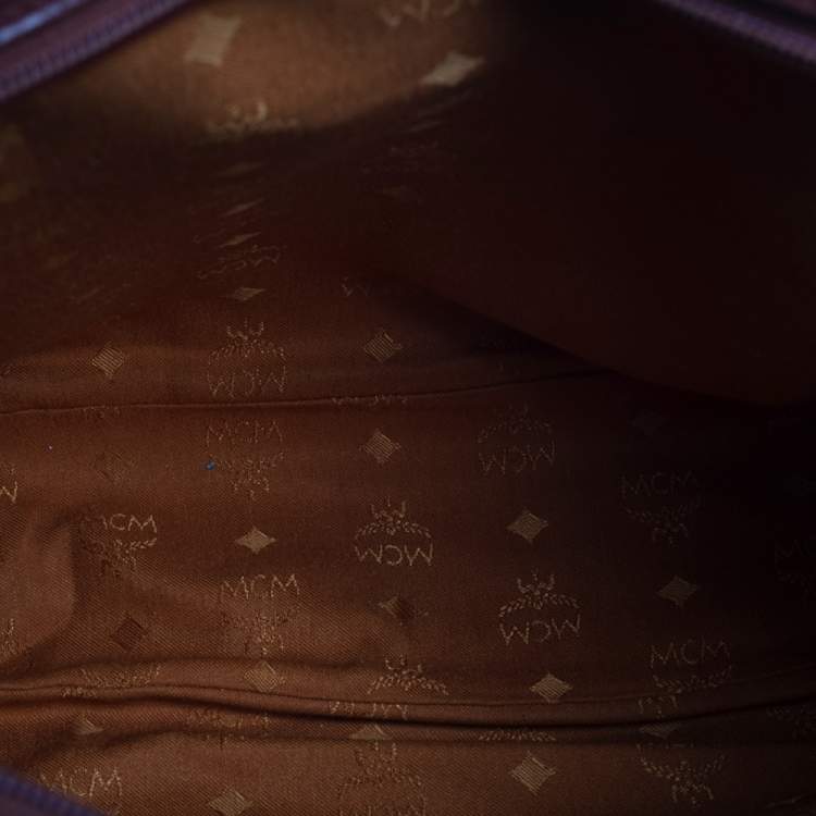 Pre Owned MCM Brown Visetos Coated Canvas and Leather Shoulder Bag