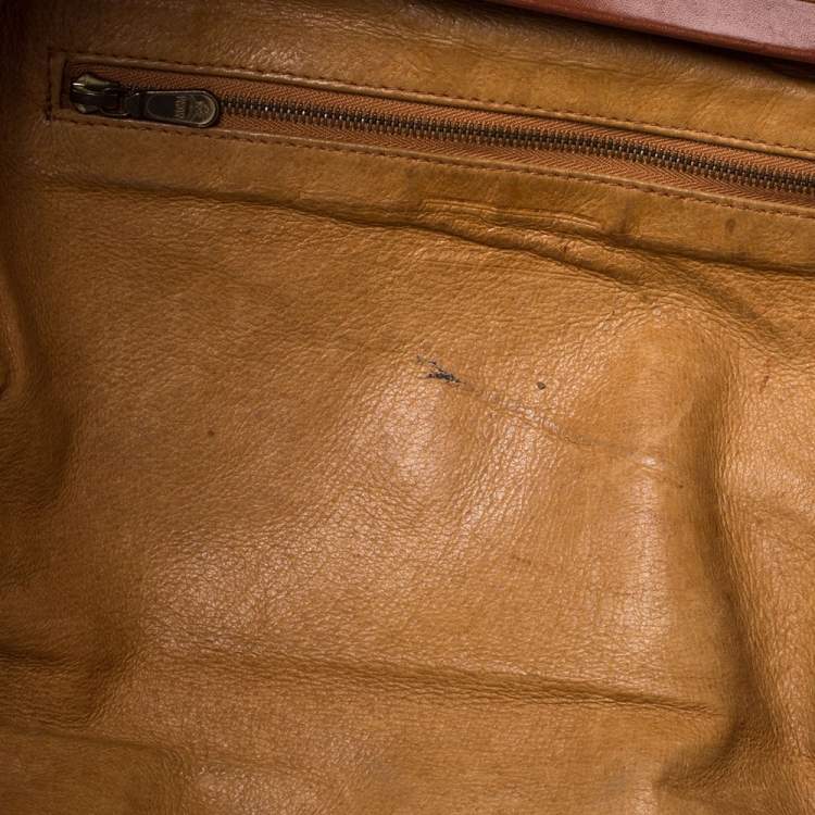 Pre Owned MCM Cognac/Brown Visetos Coated Canvas and Leather Frame Satchel