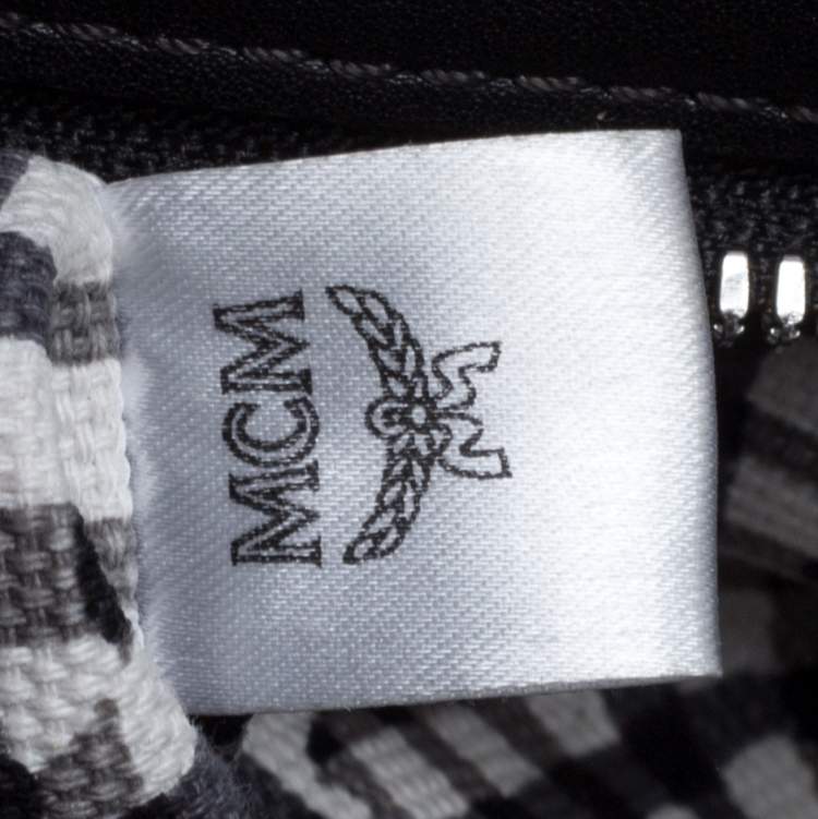 Pre Owned MCM Black Visetos Coated Canvas and Leather Mini Anya Zip Tote