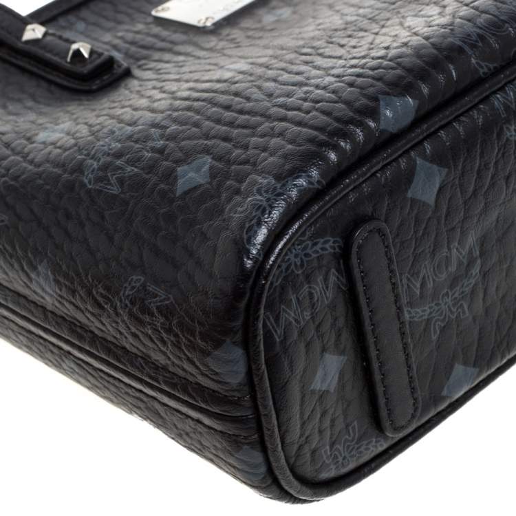 Pre Owned MCM Black Visetos Coated Canvas and Leather Mini Anya Zip Tote