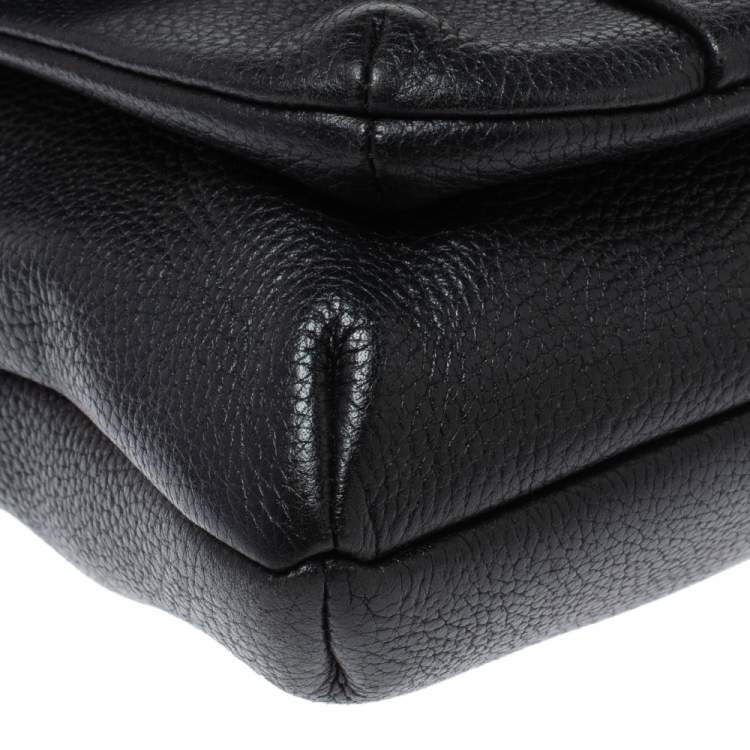 Pre Owned MCM Black Leather Studded Flap Shoulder Bag