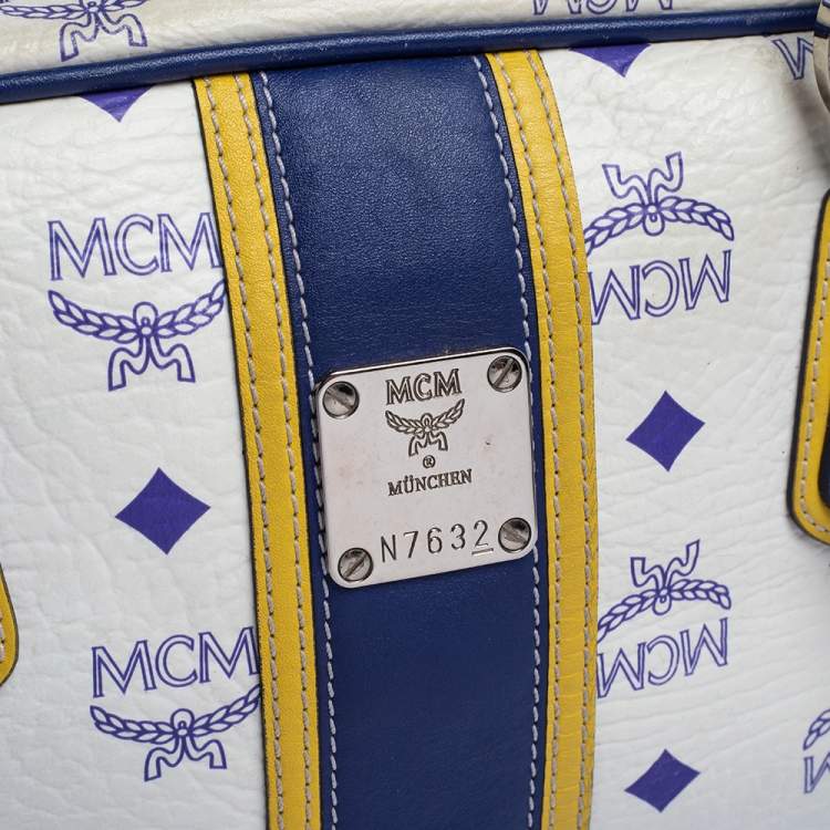 مملوكة مسبقًا MCM Purple/White Visetos Coated Canvas and Leather Zip Satchel