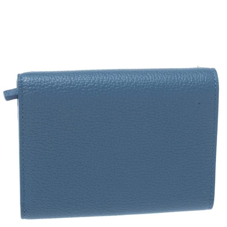 Pre Owned MCM Blue Leather Studded Trifold Wallet