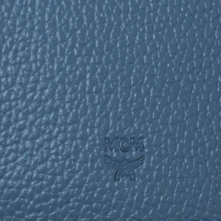 Pre Owned MCM Blue Leather Studded Trifold Wallet