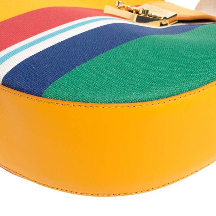 Pre Owned MCM Multicolor Stripe Canvas and Leather Crossbody Bag