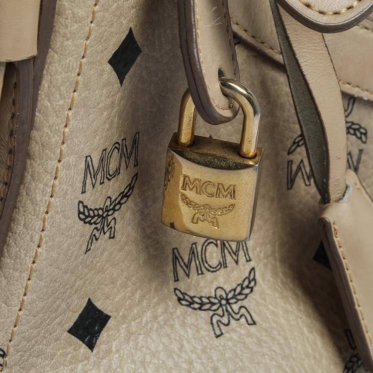 Pre Owned MCM Beige Visetos Coated Canvas and Leather Essential Hobo