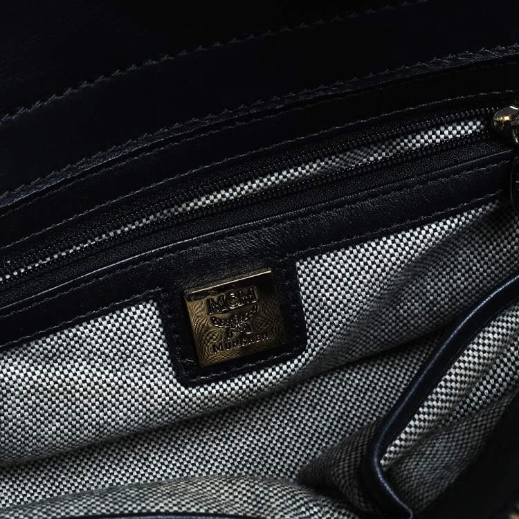 مملوكة مسبقًا MCM Black/Cognac Visetos Coated Canvas and Leather Small Kathy Tote