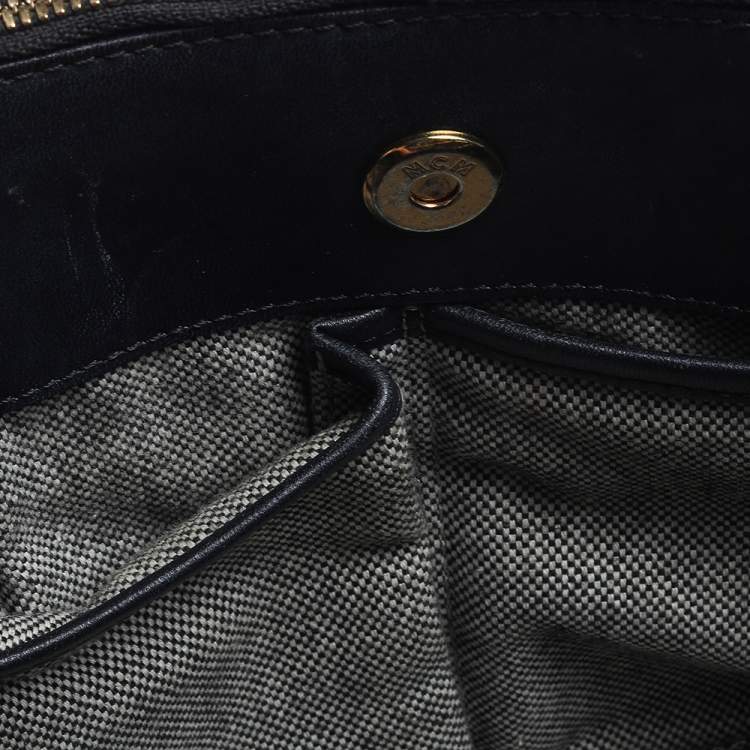 مملوكة مسبقًا MCM Black/Cognac Visetos Coated Canvas and Leather Small Kathy Tote