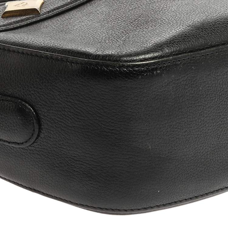 Pre Owned MCM Black Leather Studded Camera Shoulder Bag