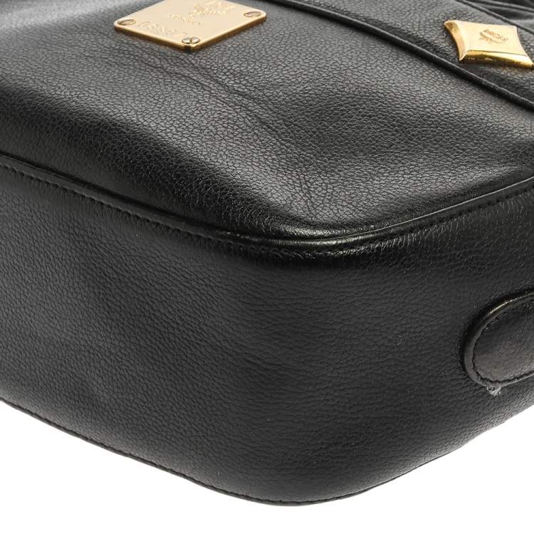 Pre Owned MCM Black Leather Studded Camera Shoulder Bag