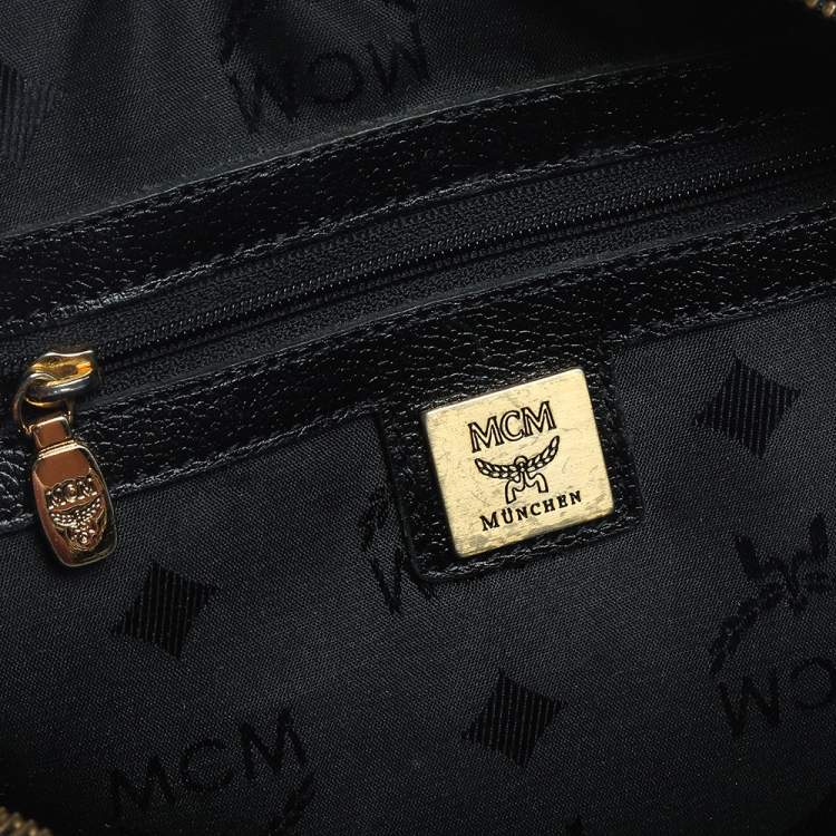 Pre Owned MCM Black Leather Studded Camera Shoulder Bag