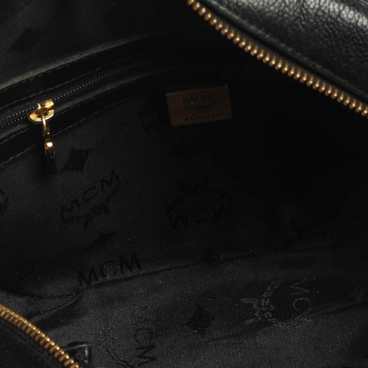 Pre Owned MCM Black Leather Studded Camera Shoulder Bag