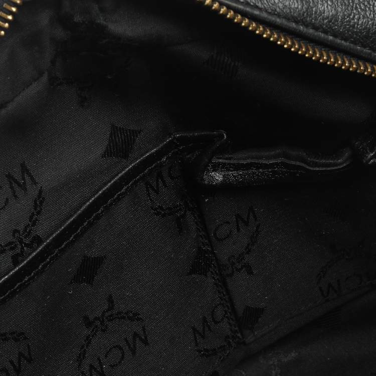 Pre Owned MCM Black Leather Studded Camera Shoulder Bag