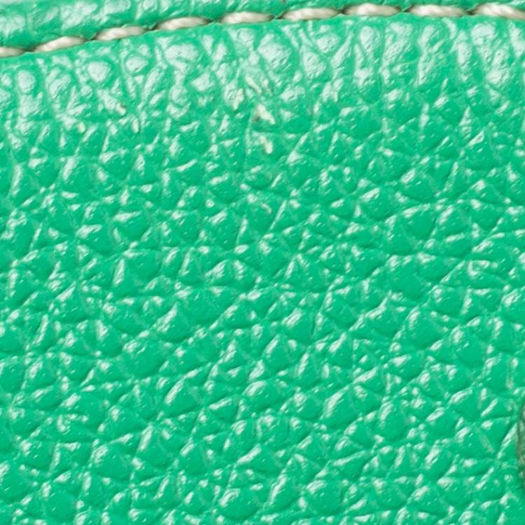 Pre Owned MCM Green Leather Studded Flap Bucket Bag