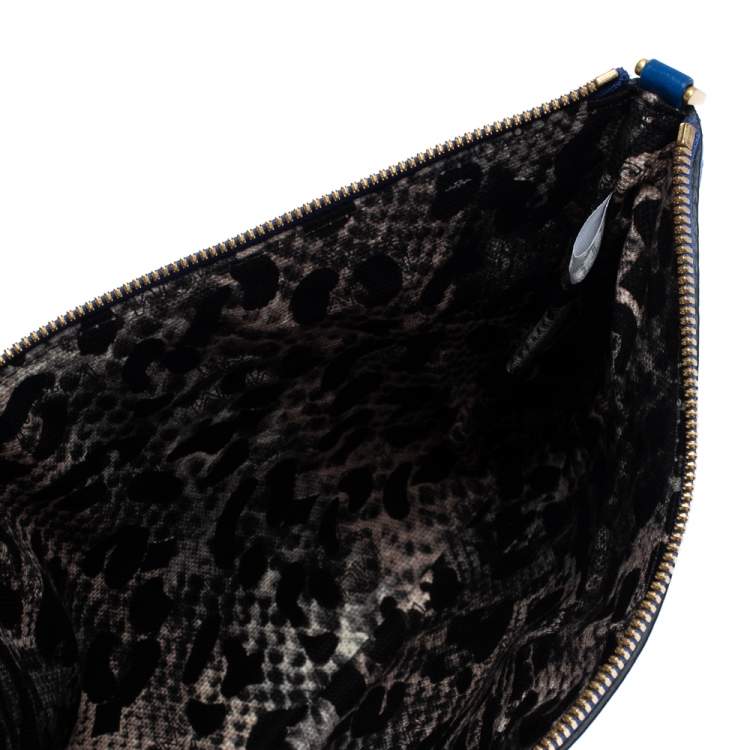 مملوكة مسبقًا MCM Blue Visetos Leather Project Reversible Shopper Tote