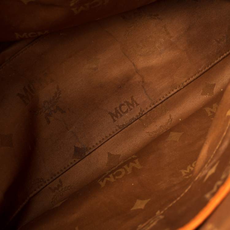 Pre Owned MCM Orange Textured Leather Large Tote