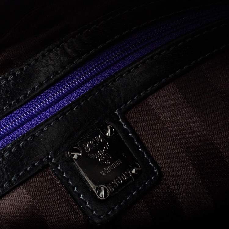 Pre Owned MCM Black Leather Turlock Double Flap Top Handle Bag