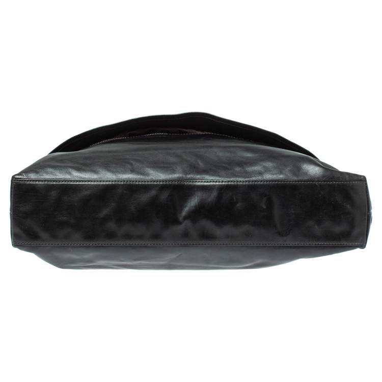 Pre Owned MCM Black Leather Turlock Double Flap Top Handle Bag