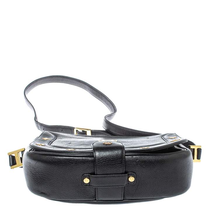 Pre Owned MCM Black Leather Flap Crossbody Bag