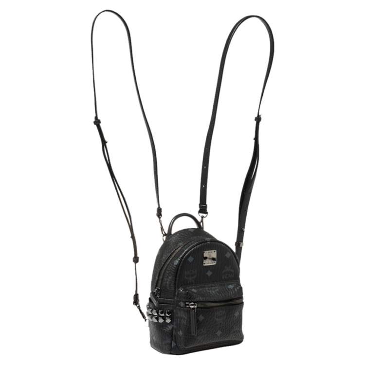 Pre Owned MCM Black Visetos Coated Canvas Mini Stark Side Studs Backpack
