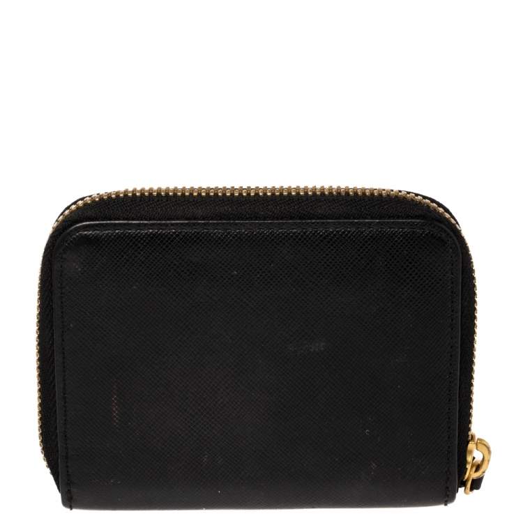 Pre Owned MCM Black Leather Mina Small Zip Around Wallet 