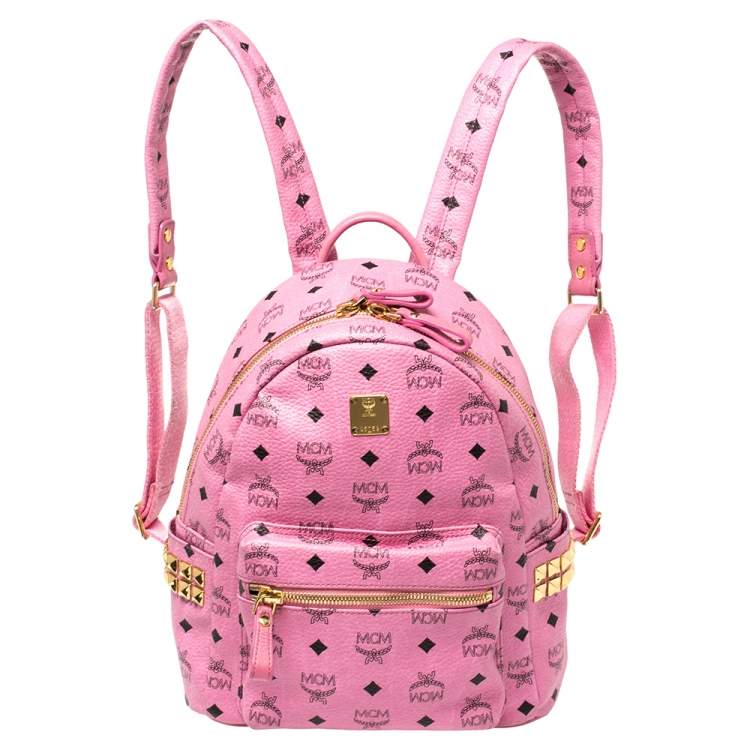 MCM Small Visetos Stark Backpack Pink