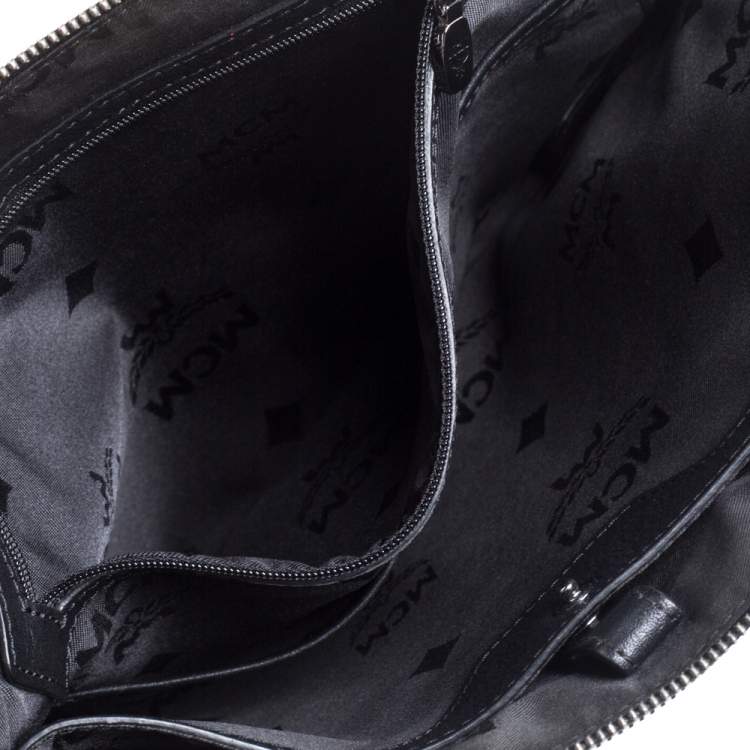 Pre Owned MCM Black Visetos Coated Canvas Studded Wristlet Clutch