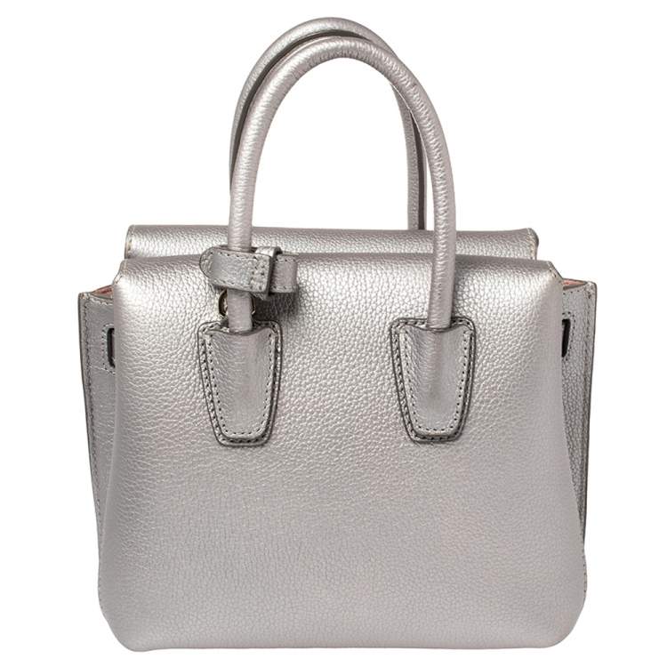 Pre Owned MCM Silver Leather Mini Milla Tote
